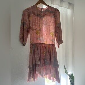 Zadig & Voltaire Pink and Yellow Patterned Dress